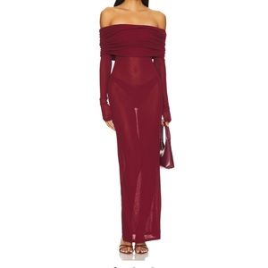 Burgandy super down dress only worn once